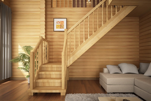 Внутренняя лестница в деревянном доме